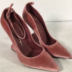 Salvatore Ferragamo Pink Velvet Pumps